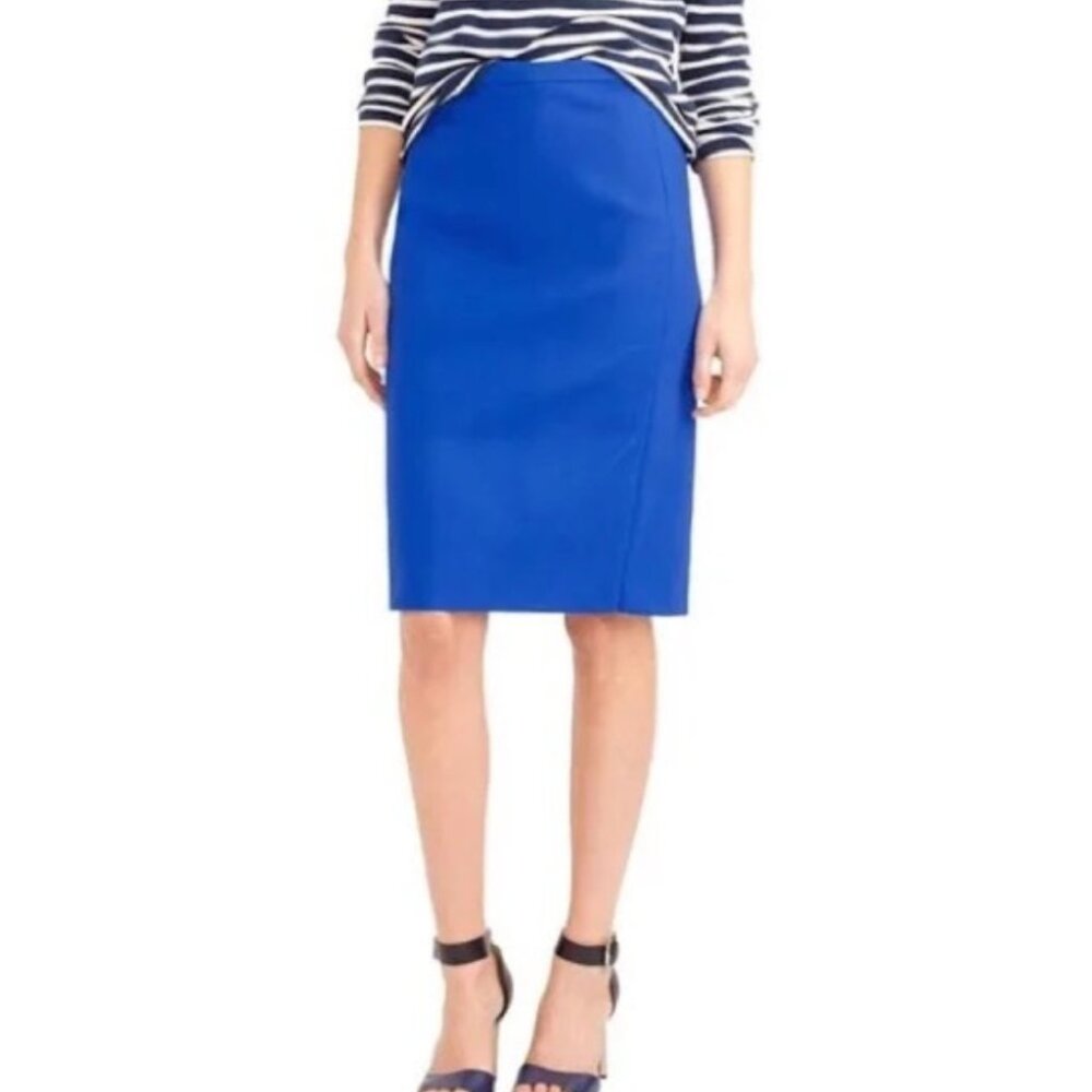 J. Crew Womens Small Cotton Twill No. 2 Pencil Skirt Royal Blue Size 2 EUC